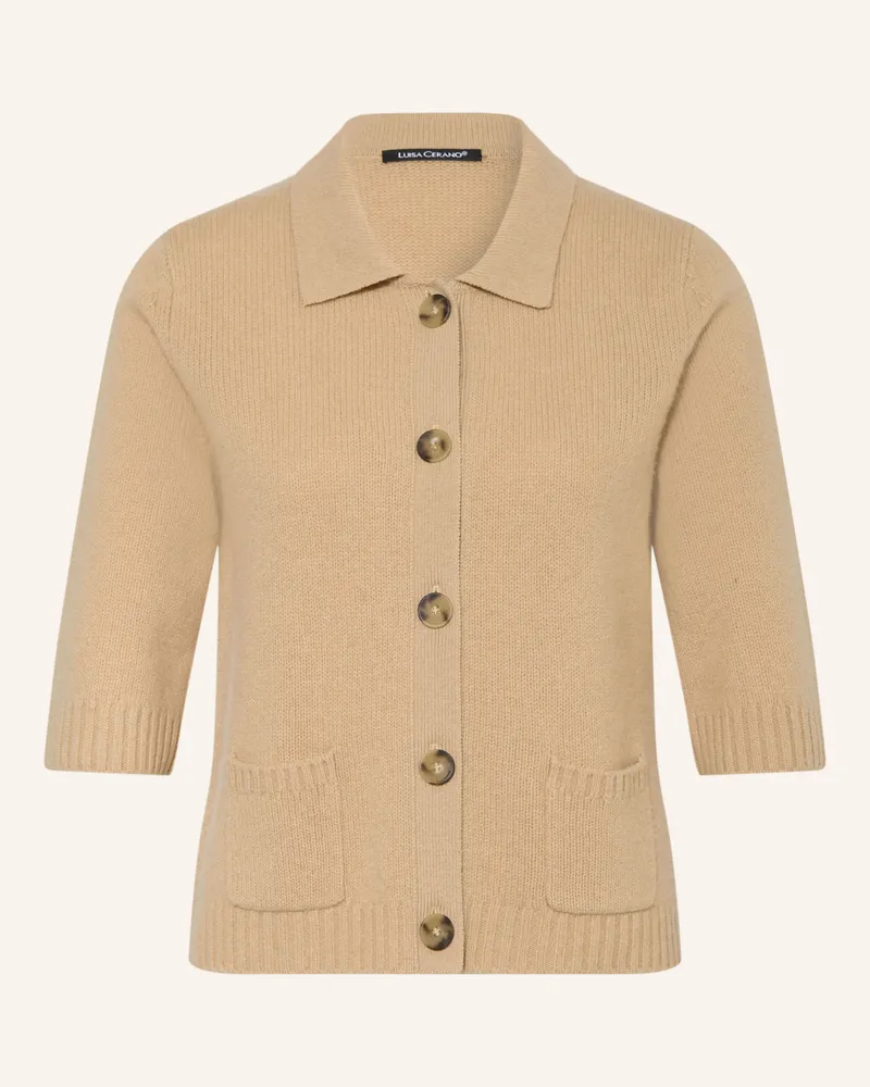 Luisa Cerano Strickjacke Mit 3/4-Arm braun Beige