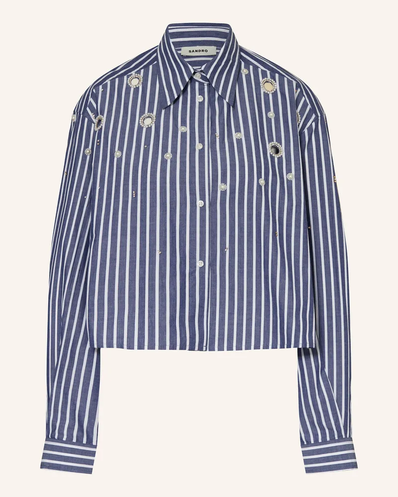 Sandro Hemdbluse mit Schmucksteinen Blau