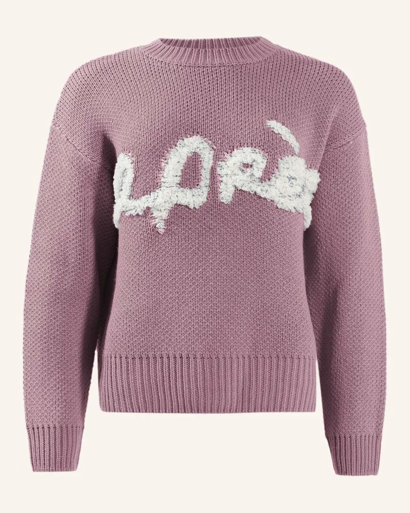 ADLYSH STRICKPULLOVER MIT APRÉS SCHRIFTZUG Lila