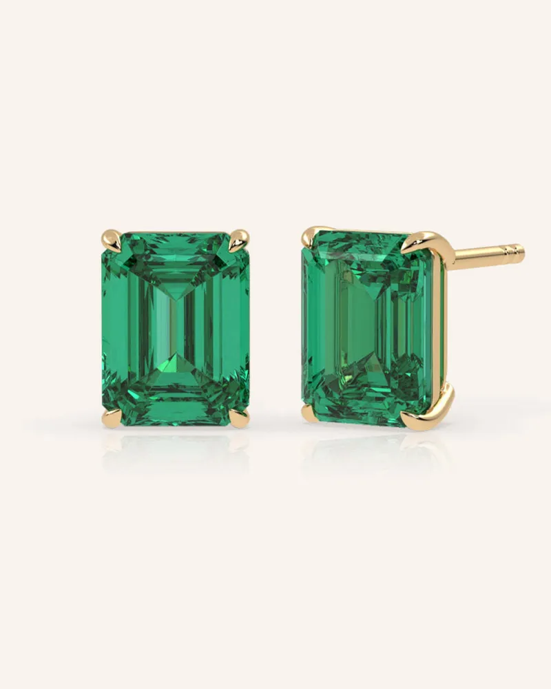VEYNOU Ohrstecker EDEN ESSENCE aus 14 Karat Gelbgold und 4,0ct. Smaragd Gold