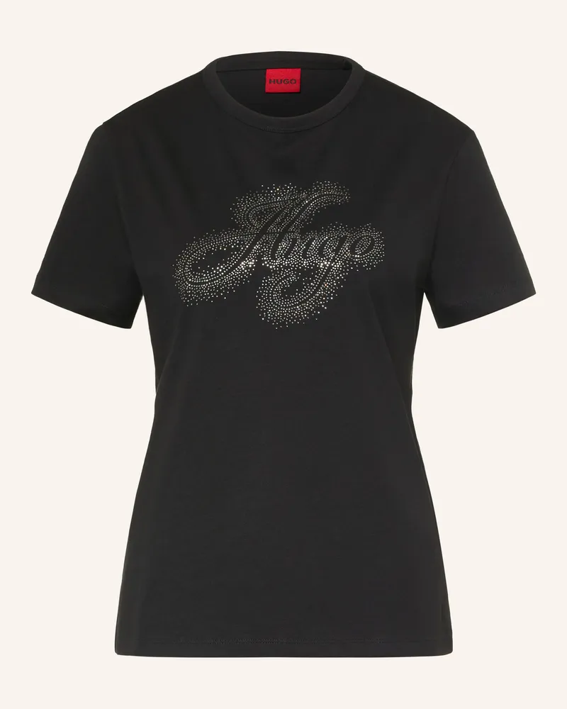 HUGO BOSS T-Shirt Damacia Mit Schmucksteinen schwarz Schwarz