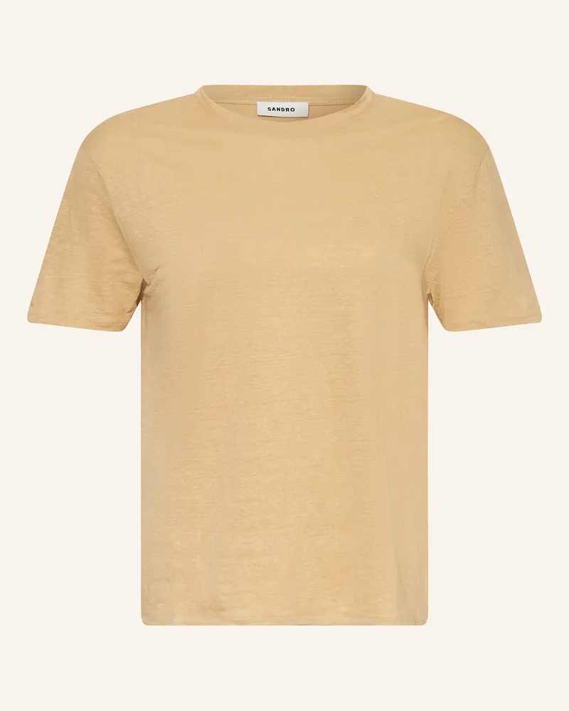 Sandro T-Shirt aus Leinen Camel