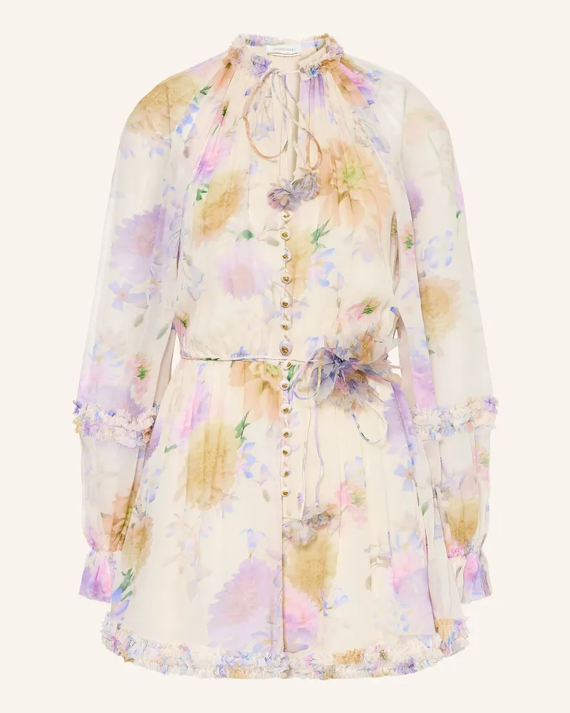 Zimmermann Jumpsuit Luna Mit Rüschen weiss Hellbraun