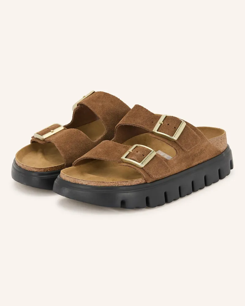 Birkenstock Pantoletten Arizona Platform Suede Leather braun Braun