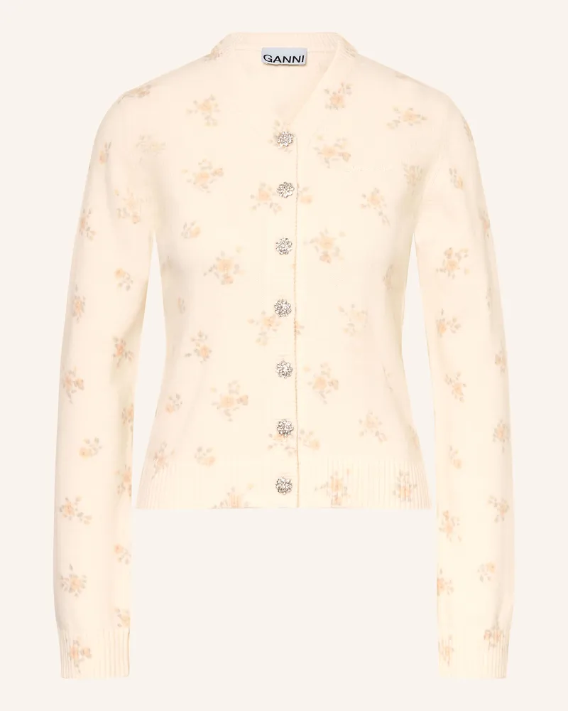 Ganni Strickjacke weiss Creme