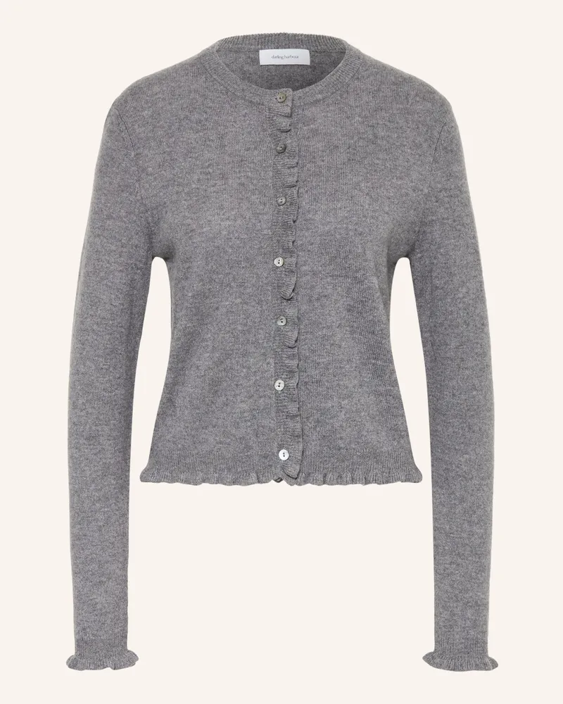 Darling Harbour Strickjacke Aus Cashmere Mit Rüschen grau Midgrey