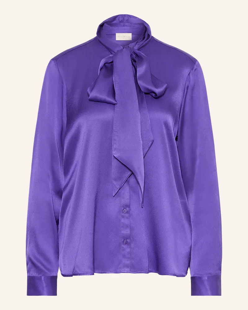 Milano Italy Satinbluse Mit Abnehmbarer Schluppe lila Lila