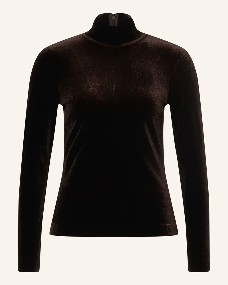 Part Two Longsleeve Aus Samt braun Dunkelbraun