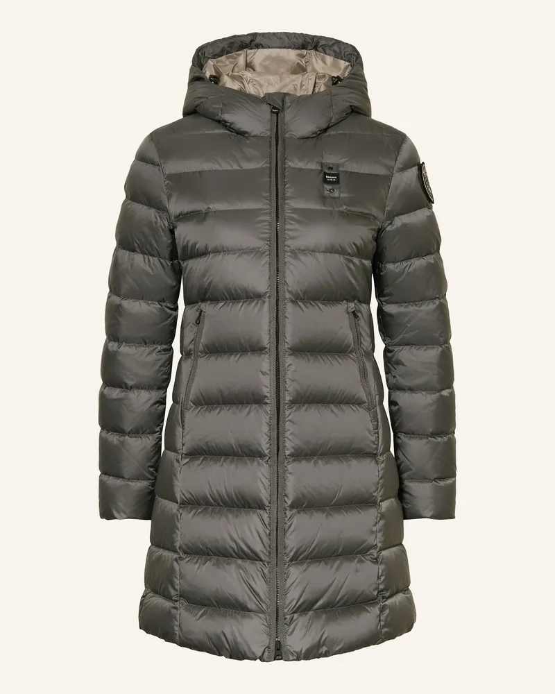Blauer Daunenmantel AGNES Blaugrau