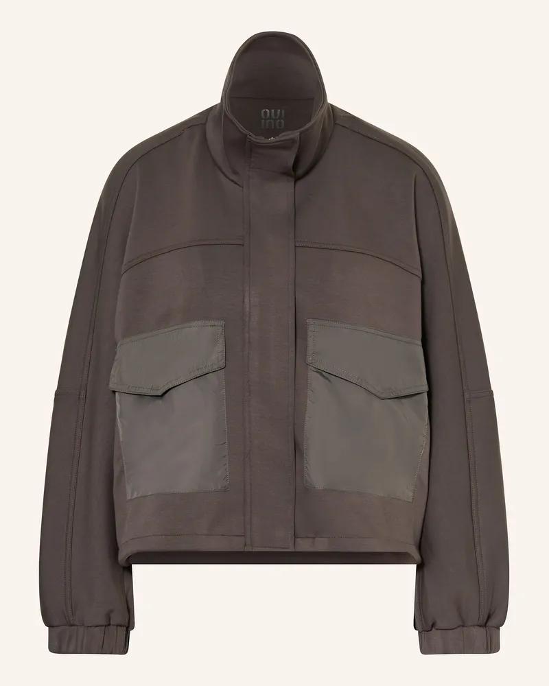 Oui  Kastenjacke aus Jersey Dunkelbraun