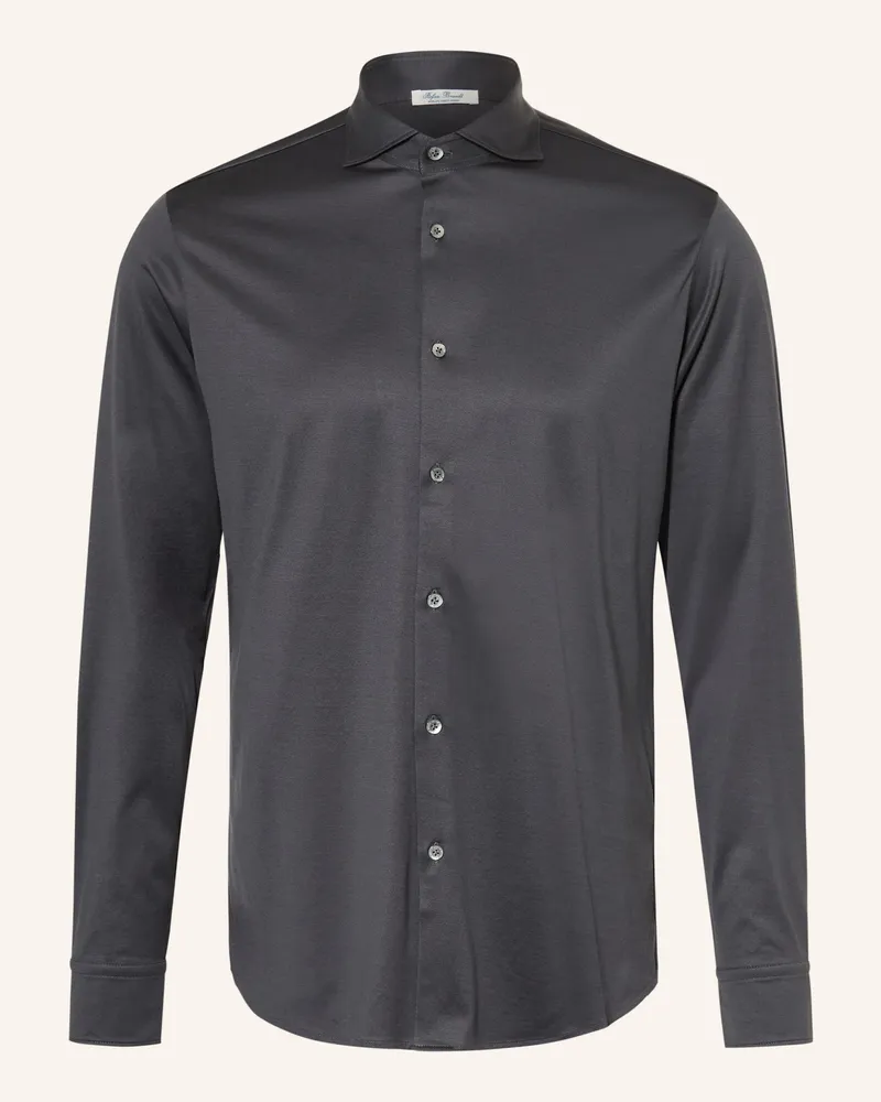 Stefan Brandt Jerseyhemd Otis Slim Fit grau Dunkelgrau