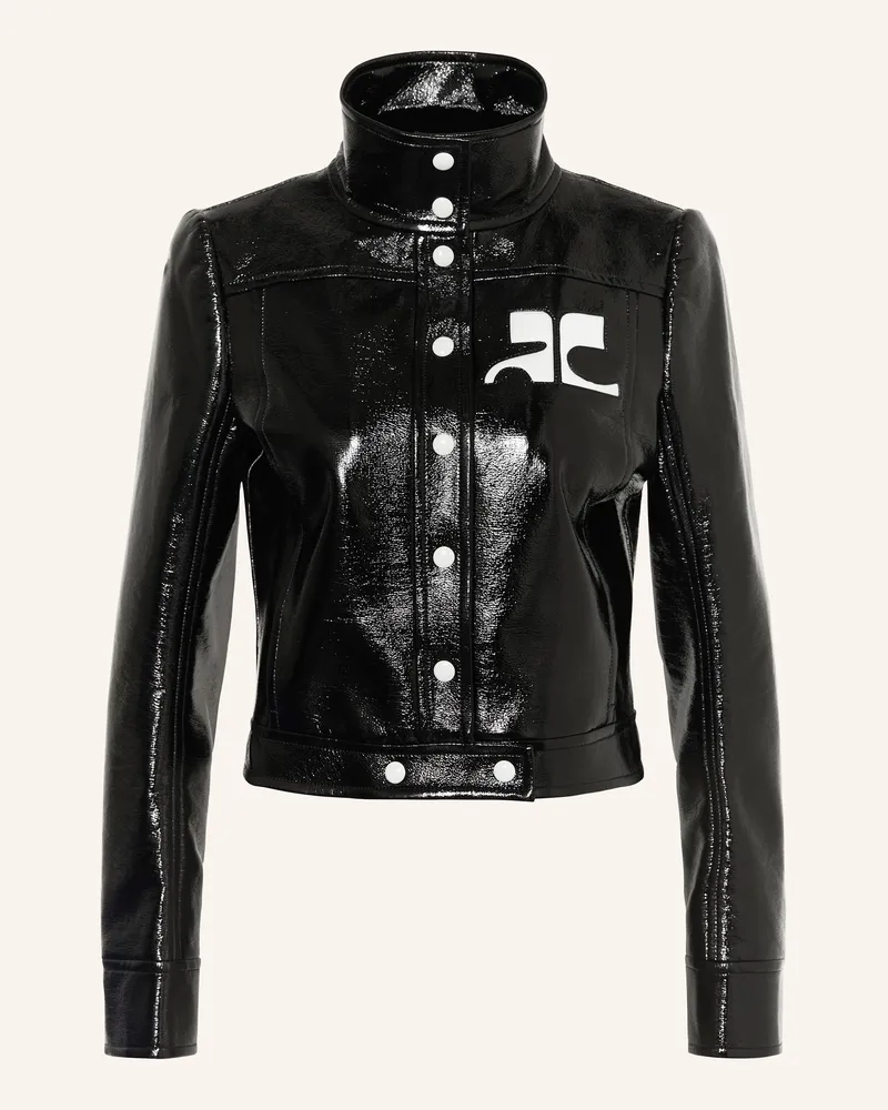 Courrèges Jacke in Lederoptik Schwarz
