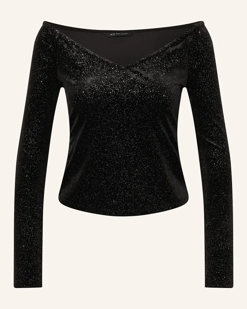 Armani Exchange Blusenshirt aus Samt Schwarz