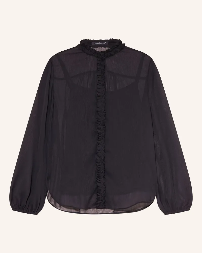 Luisa Cerano Bluse mit Rüschen Schwarz
