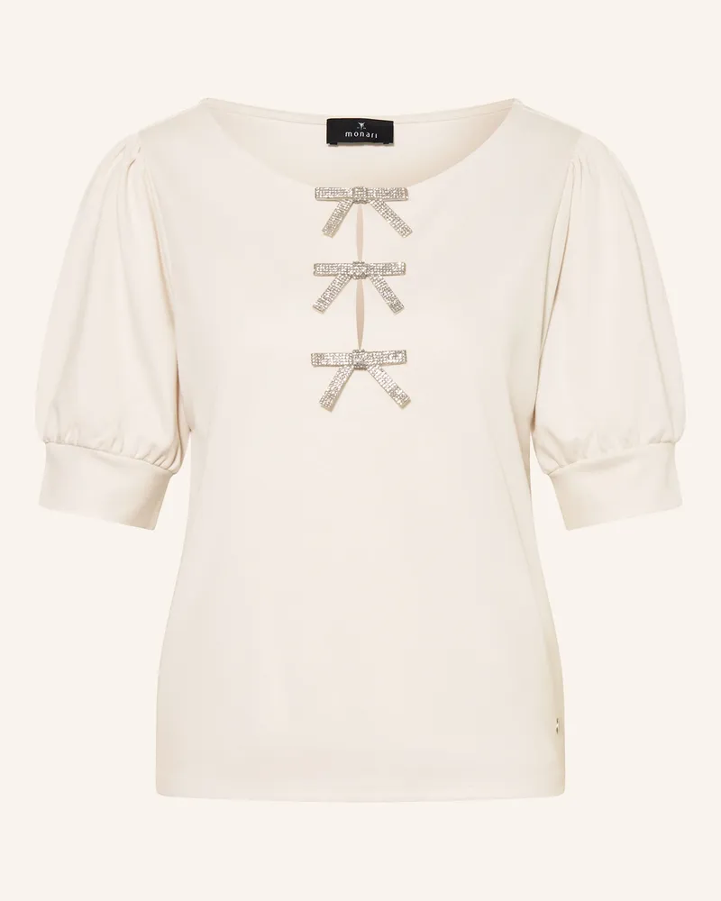 monari Blusenshirt aus Jersey mit Schmucksteinen Ecru