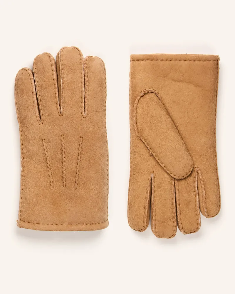 Strokesman's Handschuhe Mit Echtfell braun Camel