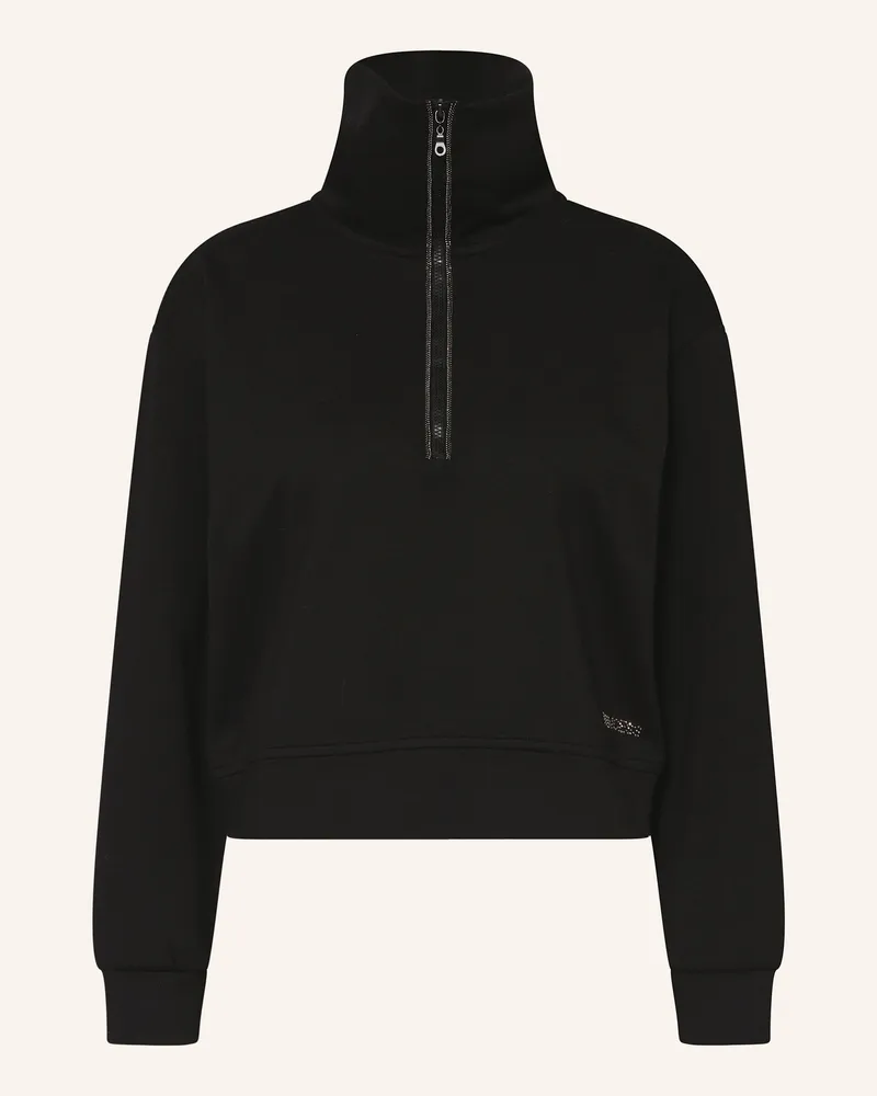 Princess goes Hollywood Cropped Sweatshirt mit Schmucksteinen Schwarz