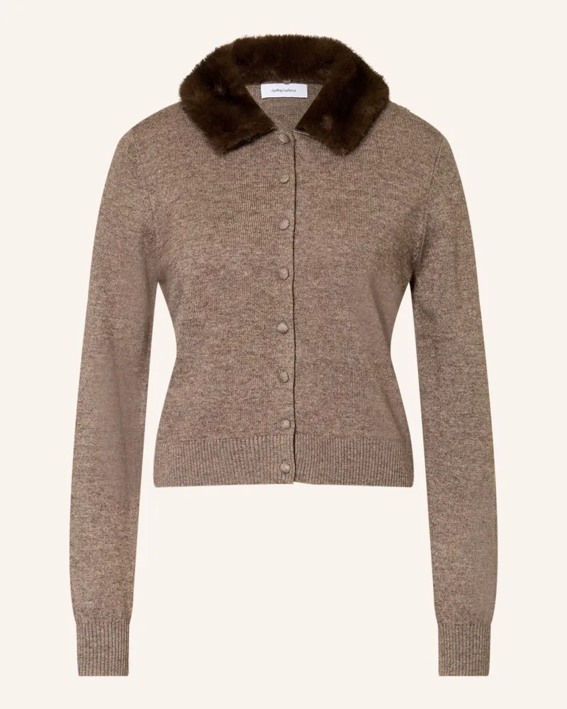Darling Harbour Strickjacke Mit Abnehmbarem Kragen beige Taupe