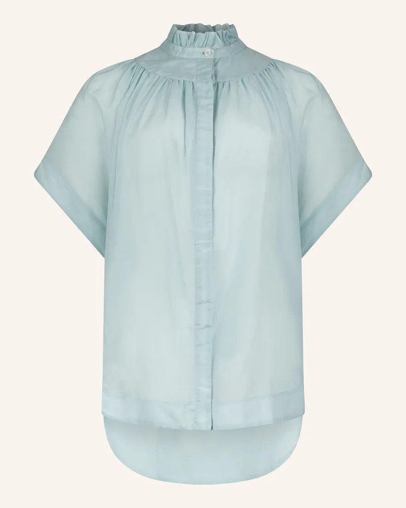 Helene Galwas Bluse Aus Baumwoll-Seiden Mischung Idis blau Blau