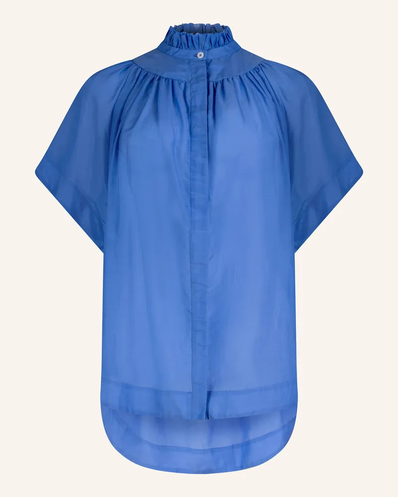 Helene Galwas Bluse Aus Baumwoll-Seiden Mischung Idis blau Blau