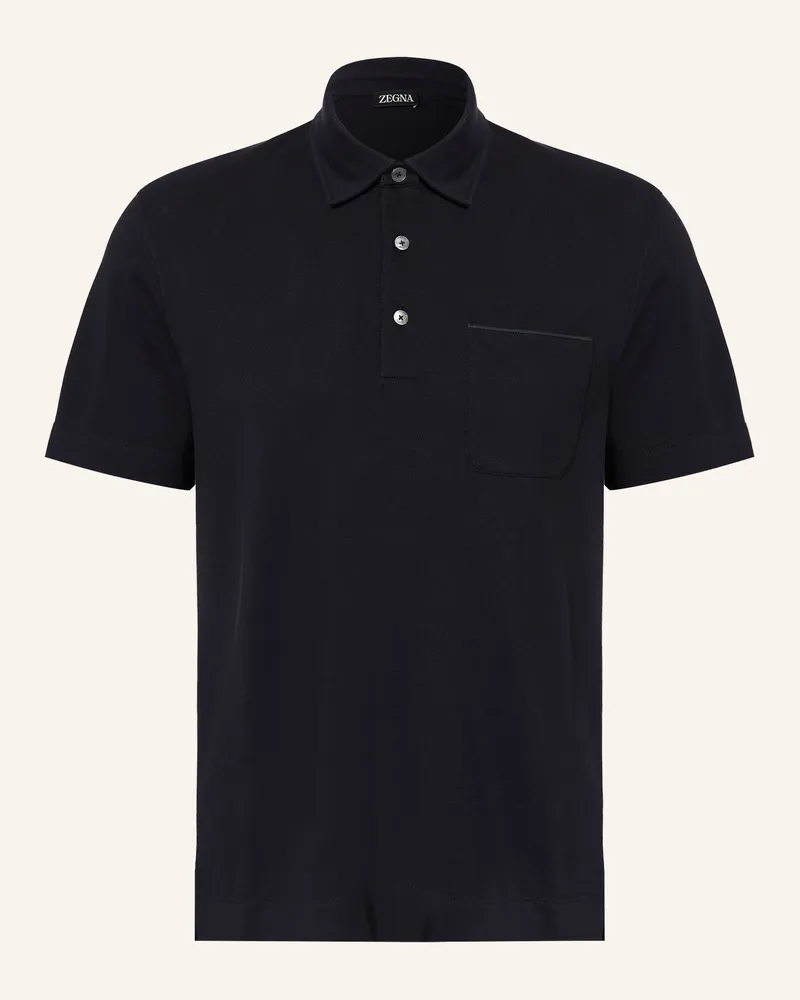 Ermenegildo Zegna Piqué-Poloshirt blau Dunkelblau