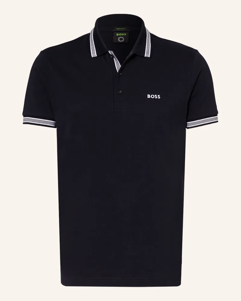 HUGO BOSS Piqué-Poloshirt PADDY CURVED Regular Fit Dunkelblau