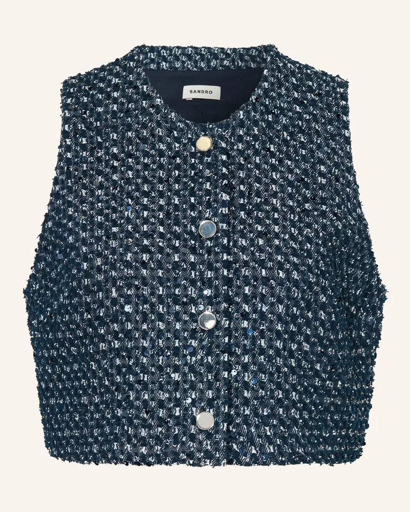 Sandro Cropped-Blazerweste mit Pailletten Dunkelblau