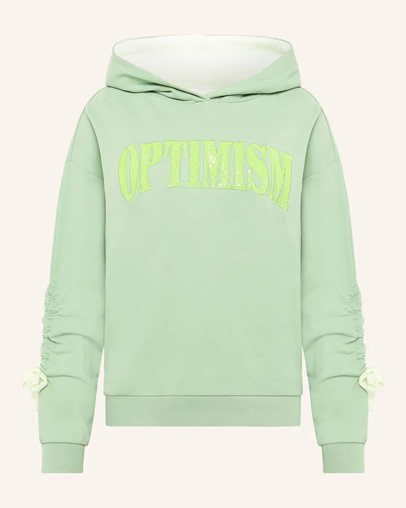 Cartoon Hoodie mit Pailletten Hellgrün