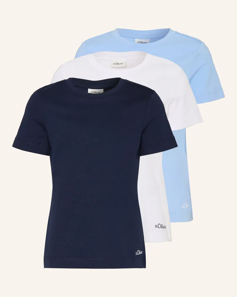S.Oliver 3er-Pack T-Shirts blau Weiss