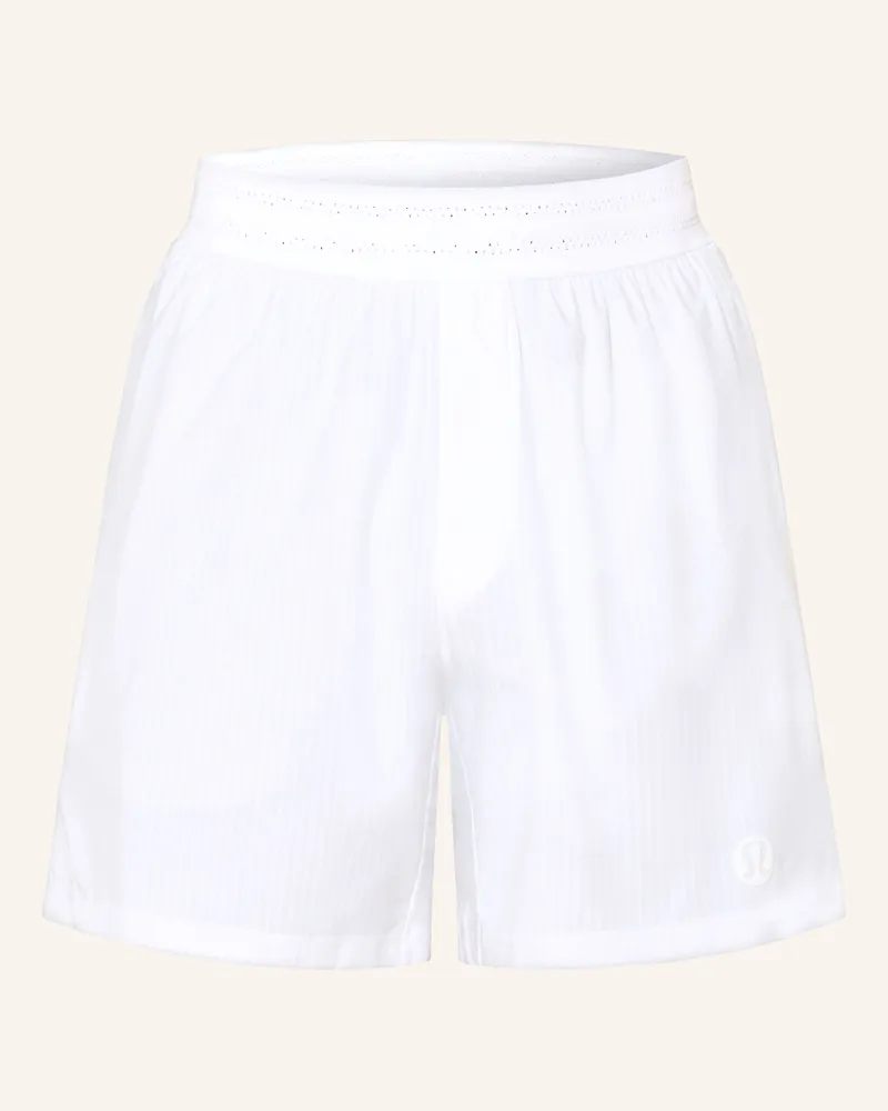 LULULEMON Tennisshorts Striped Mesh 5in weiss Weiss