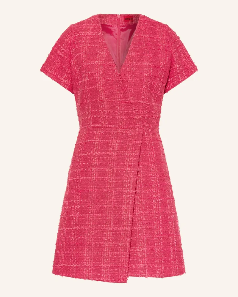 HUGO BOSS Bouclé-Kleid KERANDA in Wickeloptik Pink