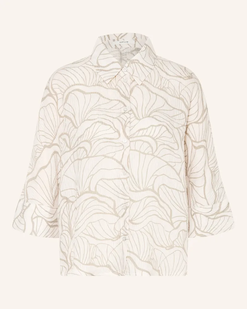 OPUS Hemdbluse Fashell Mit 3/4-Arm gruen Ecru