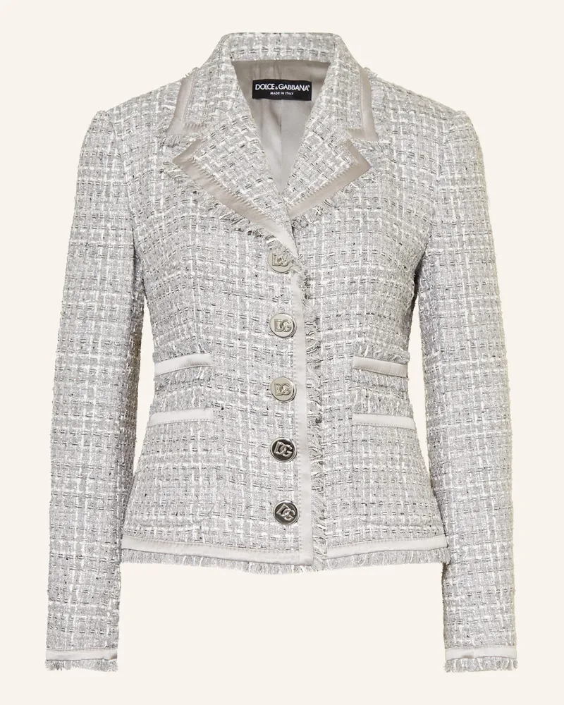 Dolce & Gabbana Bouclé-Blazer mit Glitzergarn Weiss