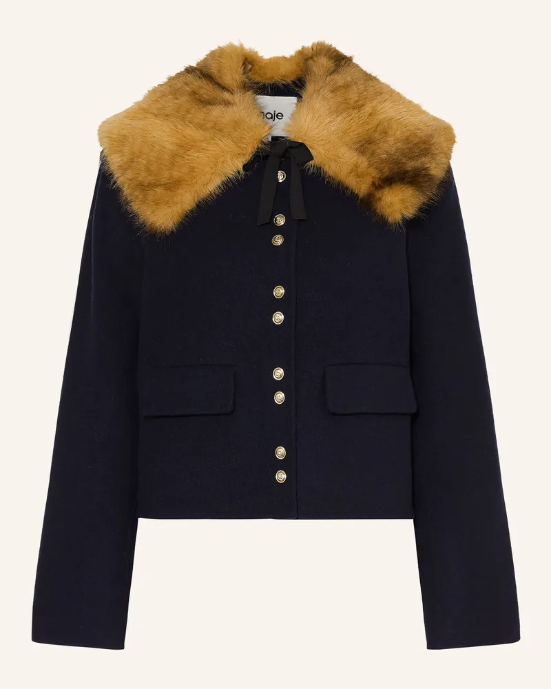 Maje Kastenjacke Mit Abnehmbarem Kunstfell blau Dunkelblau
