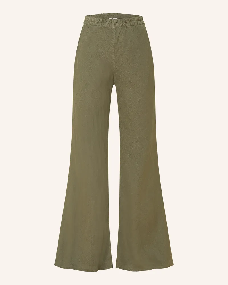 SoSUE Bootcut-Hose Joanna Aus Leinen gruen Oliv