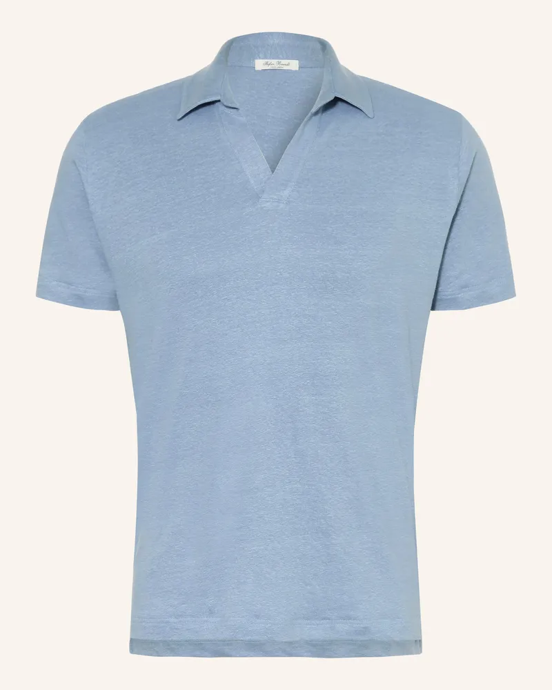 Stefan Brandt Jersey-Poloshirt Aus Leinen blau Hellblau