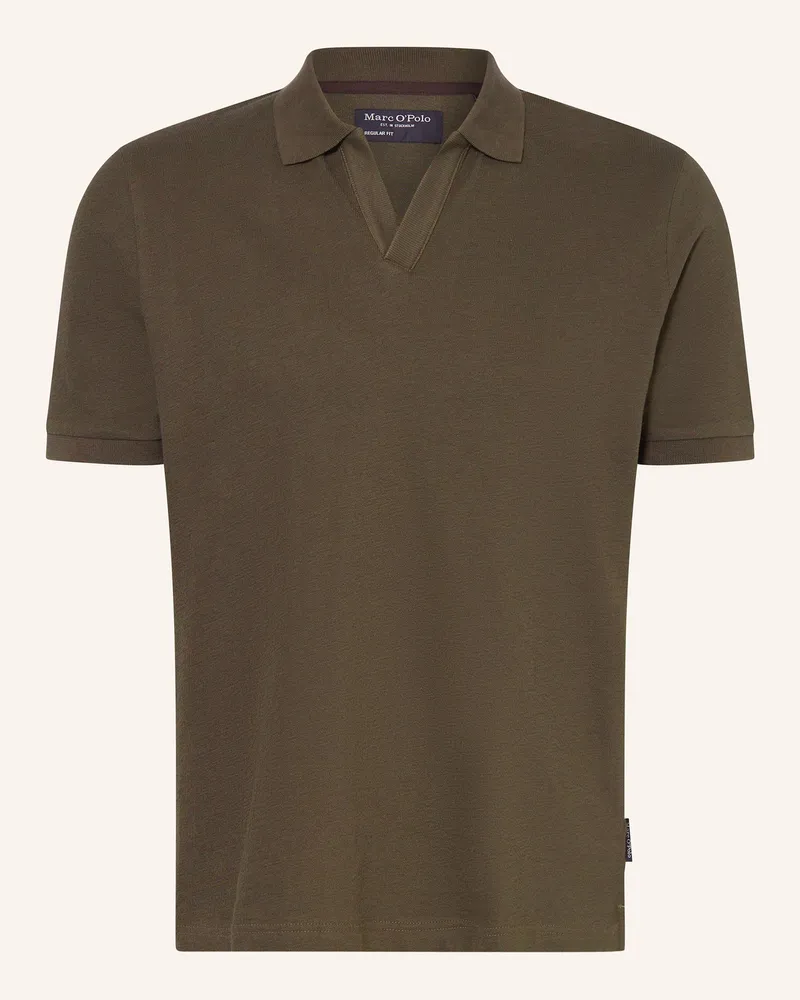 Marc O'Polo Strick-Poloshirt Regular Fit Dunkelbraun
