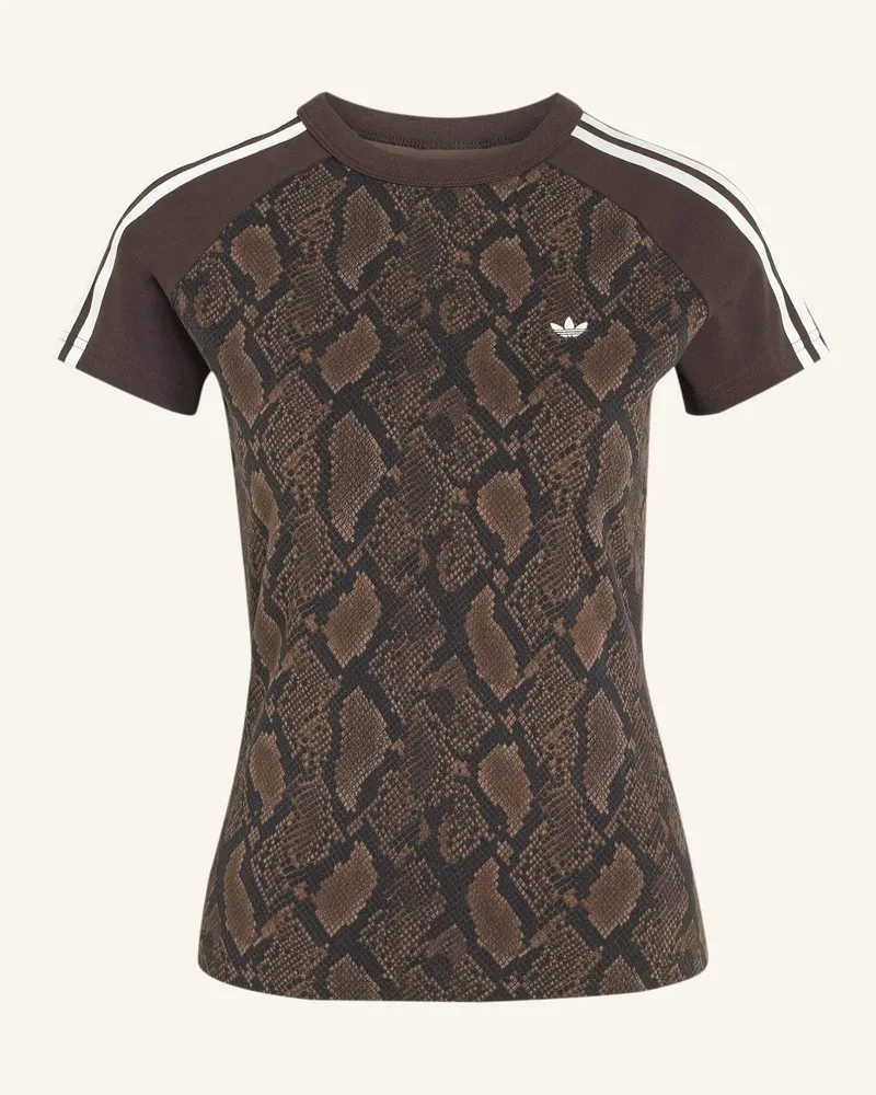 adidas Cali T-Shirt, Schlangenprint braun Braun