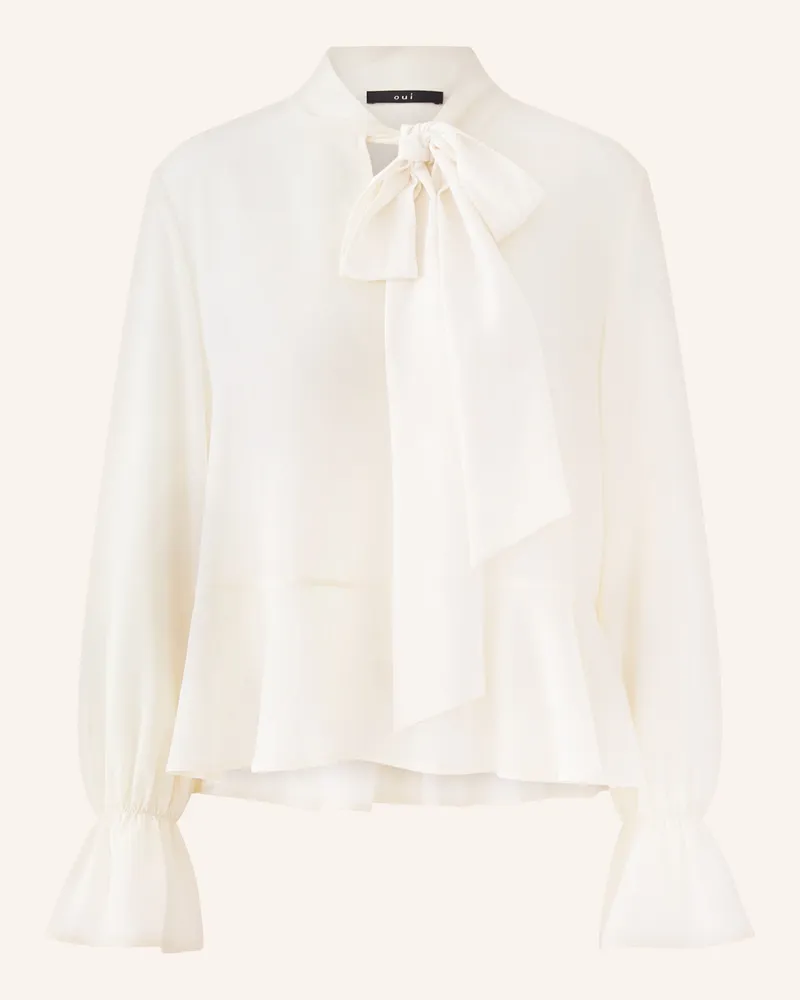 Oui  Schluppenbluse mit Rüschen Weiss