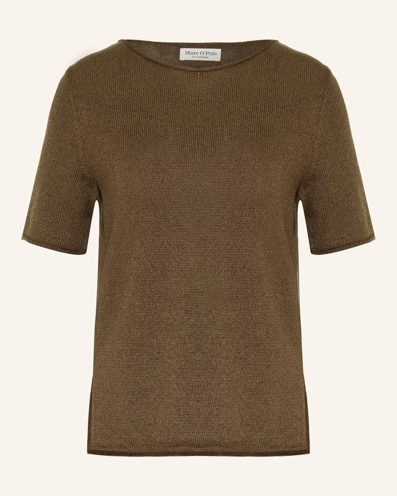 Marc O'Polo Strickshirt mit Leinen Braun