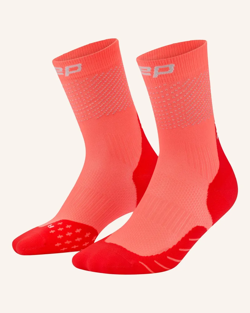 CEP Cep Cep Pro Run Reflective Socks, Mid Cut, 3.0,  Women pink Neonorange