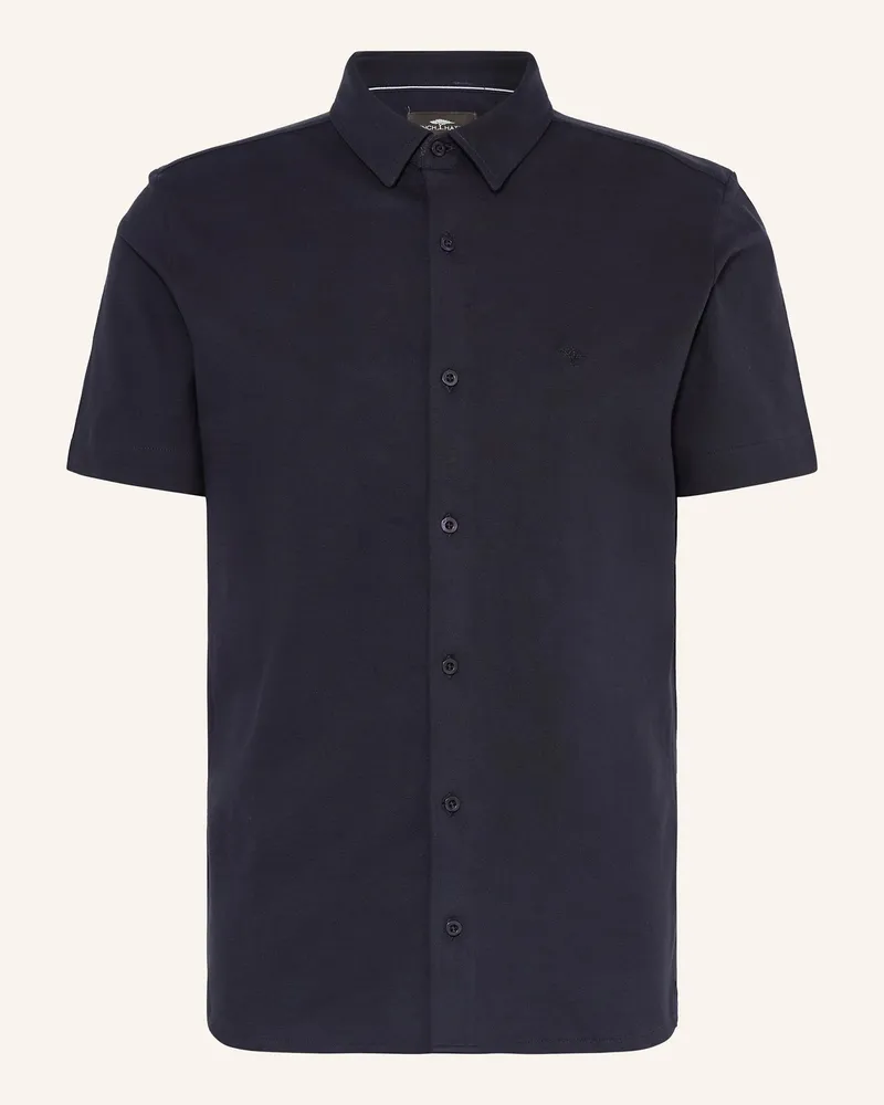 Fynch-Hatton Kurzarm-Hemd Slim Fit aus Jersey Dunkelblau