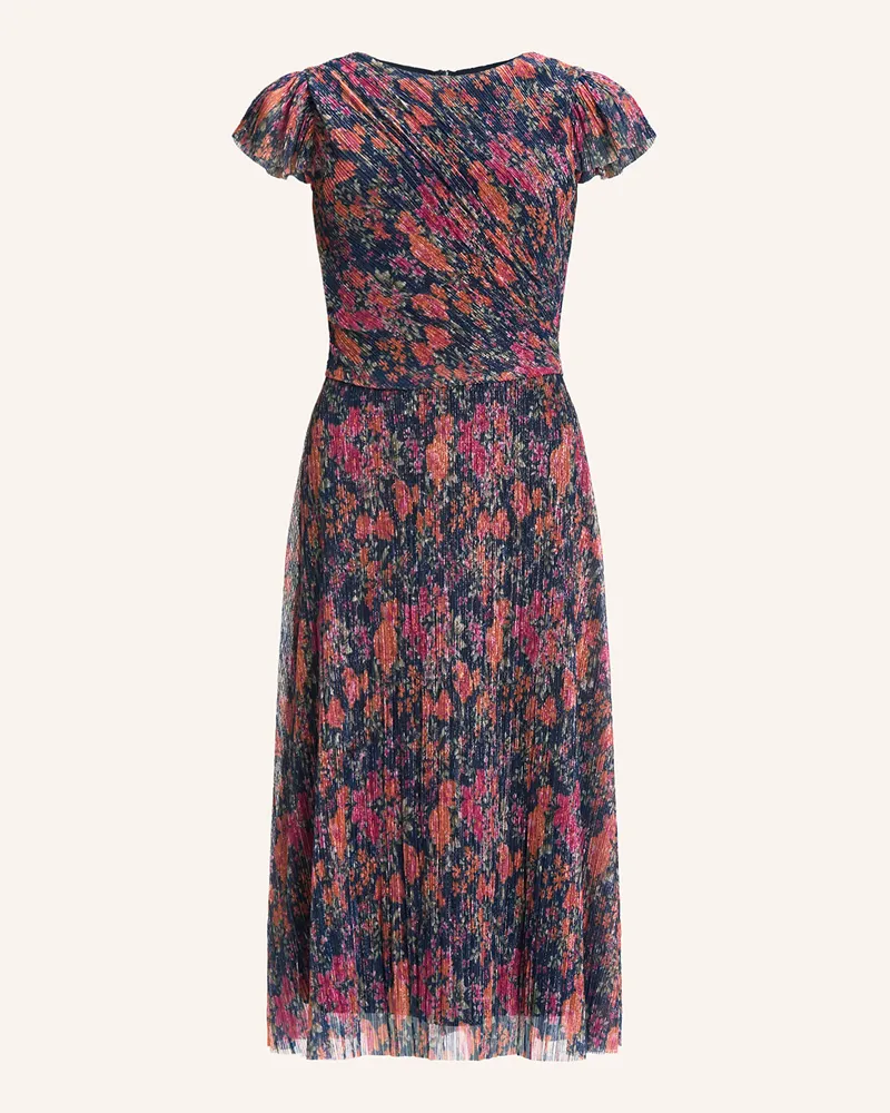 Swing Cocktailkleid mit Glitzergarn und Plissees Dunkelblau