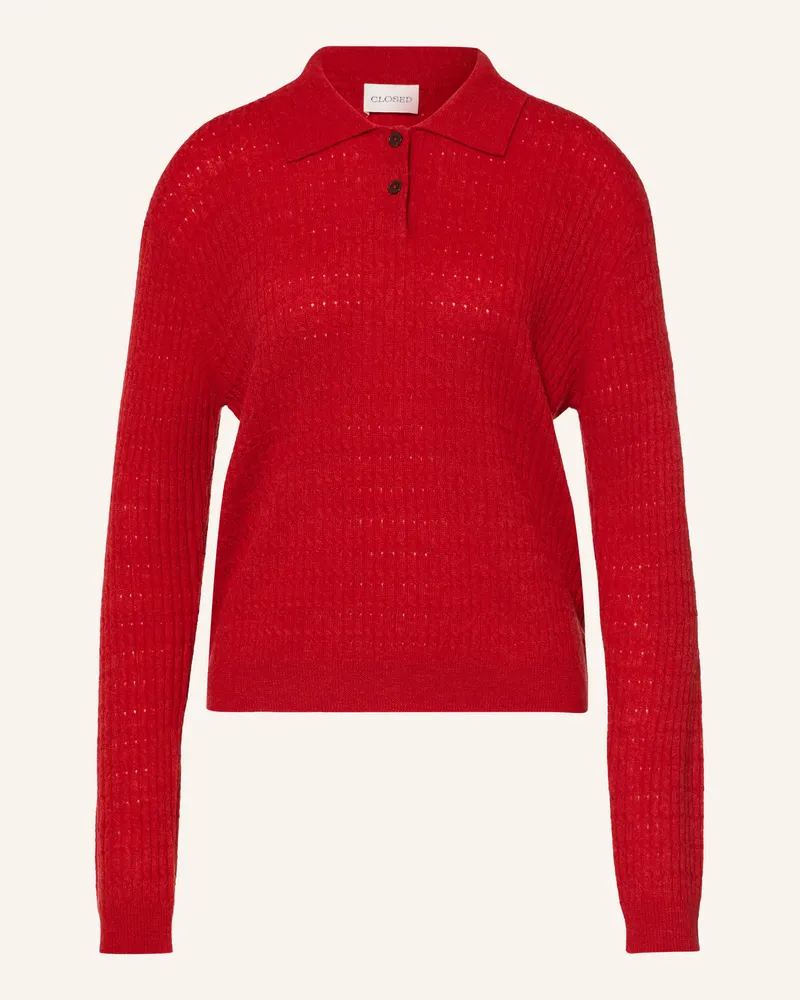 Closed Strick-Poloshirt rot Rot