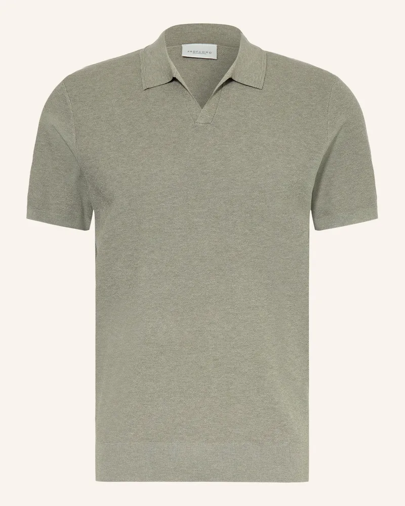 Profuomo Strick-Poloshirt Grün