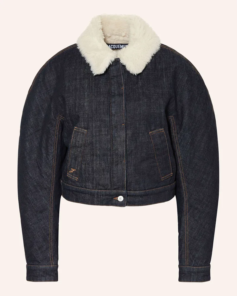 Jacquemus Jeansjacke Le Bomber De-Nîmes Ovalo Mit Kunstfell blau 390