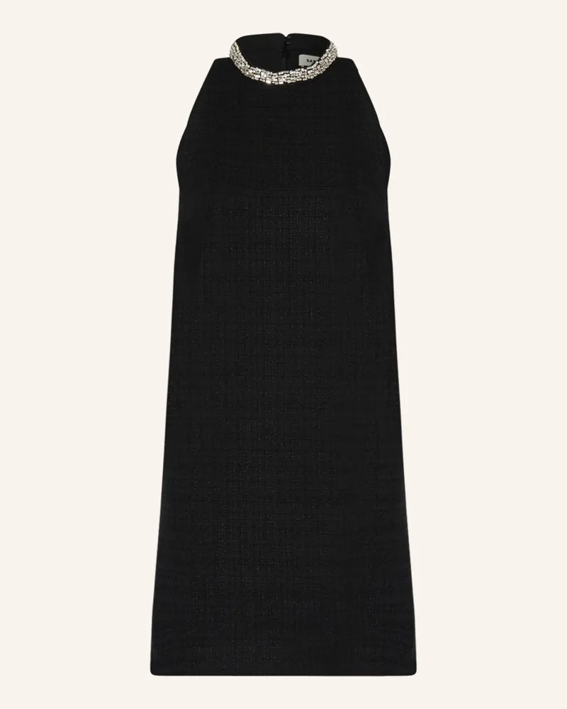 Sandro Tweed-Kleid mit Schmucksteinen Schwarz