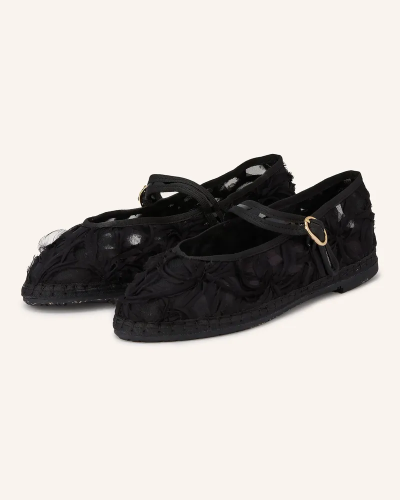 FLABELUS Mary-Jane-Ballerinas Pierre Lace schwarz Schwarz