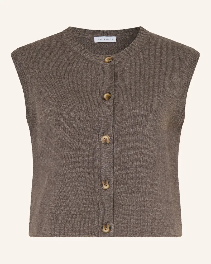 Mrs & HUGS Strickweste Mit Cashmere beige Taupe