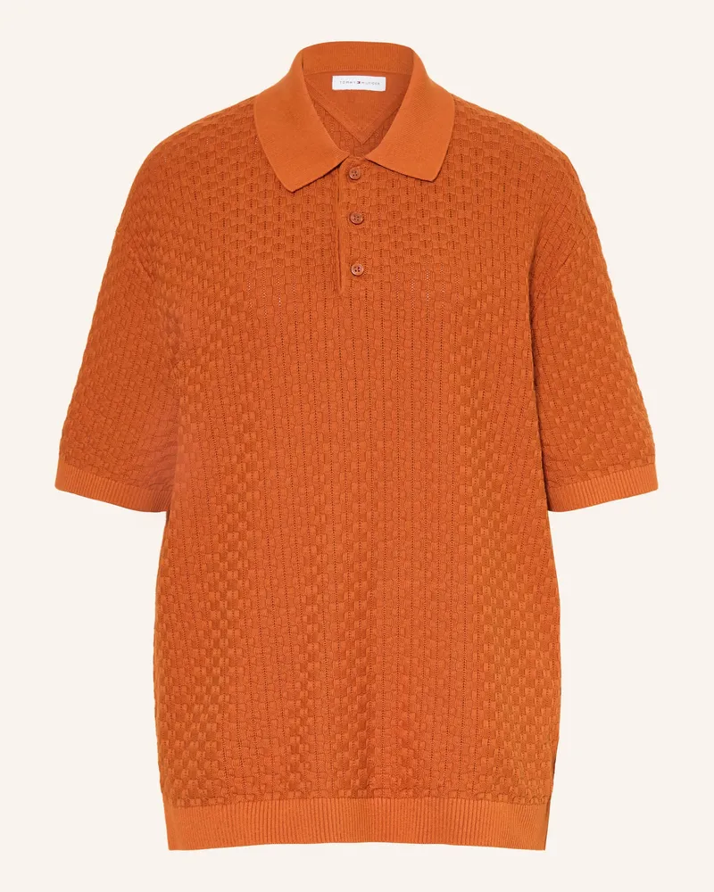 Tommy Hilfiger Strick-Poloshirt orange Dunkelorange